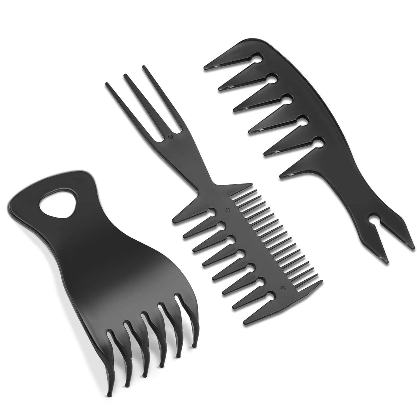 3 Pieces Styling Comb Set Texturizing TriComb Double Side Brushes Wide Tooth Shaping and Teasing Wet Tools for Long Thick Curly Hair