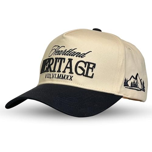 Vintage Western Trucker Hat | Men & Women | Embroidered Trendy Caps | Country Cute Hats for Cowgirls & Cowboys | Camo Denim Cotton Styles | Snapback Hat (Heartland Heritage | Black)