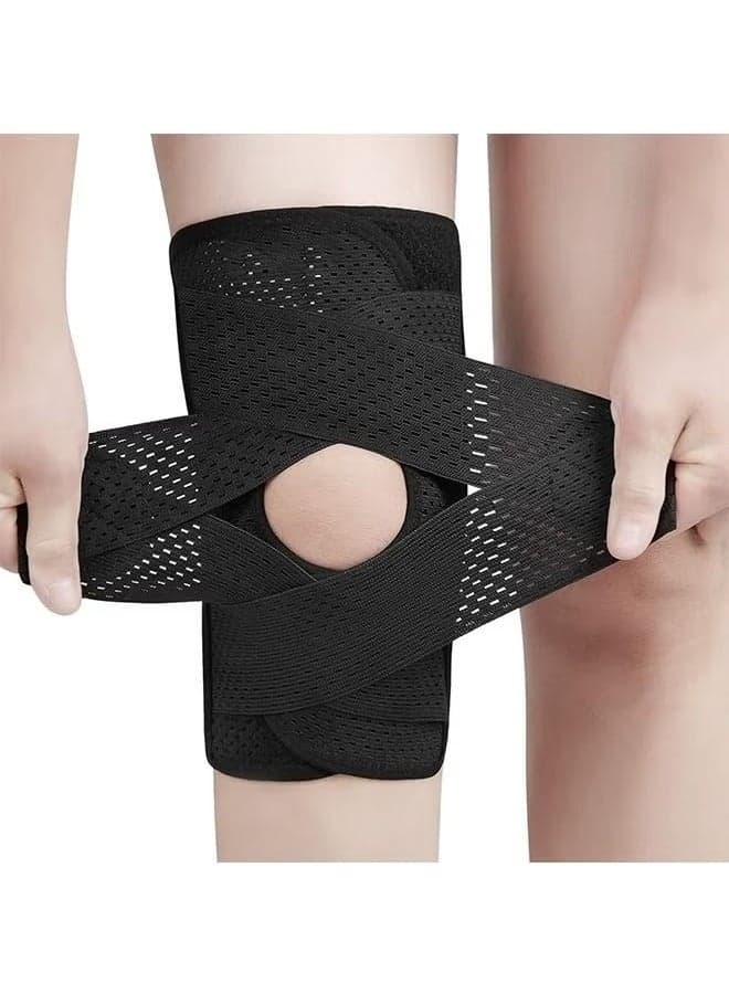 Knee Brace with Side Stabilizers for Meniscal Tear Knee Pain ACL MCL Arthritis Injuries Recovery, Breathable Adjustable Knee Support for Men and Women (Black,1Pcs)
