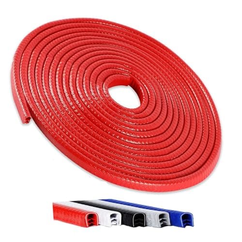 Winfort 165FT5M Universal Car Door Edge Protector Guards NoGlue Required Rubber Seal U Shape Automotive Door Entry Guard Suitable for Most Cars SUVs and Trucks Red