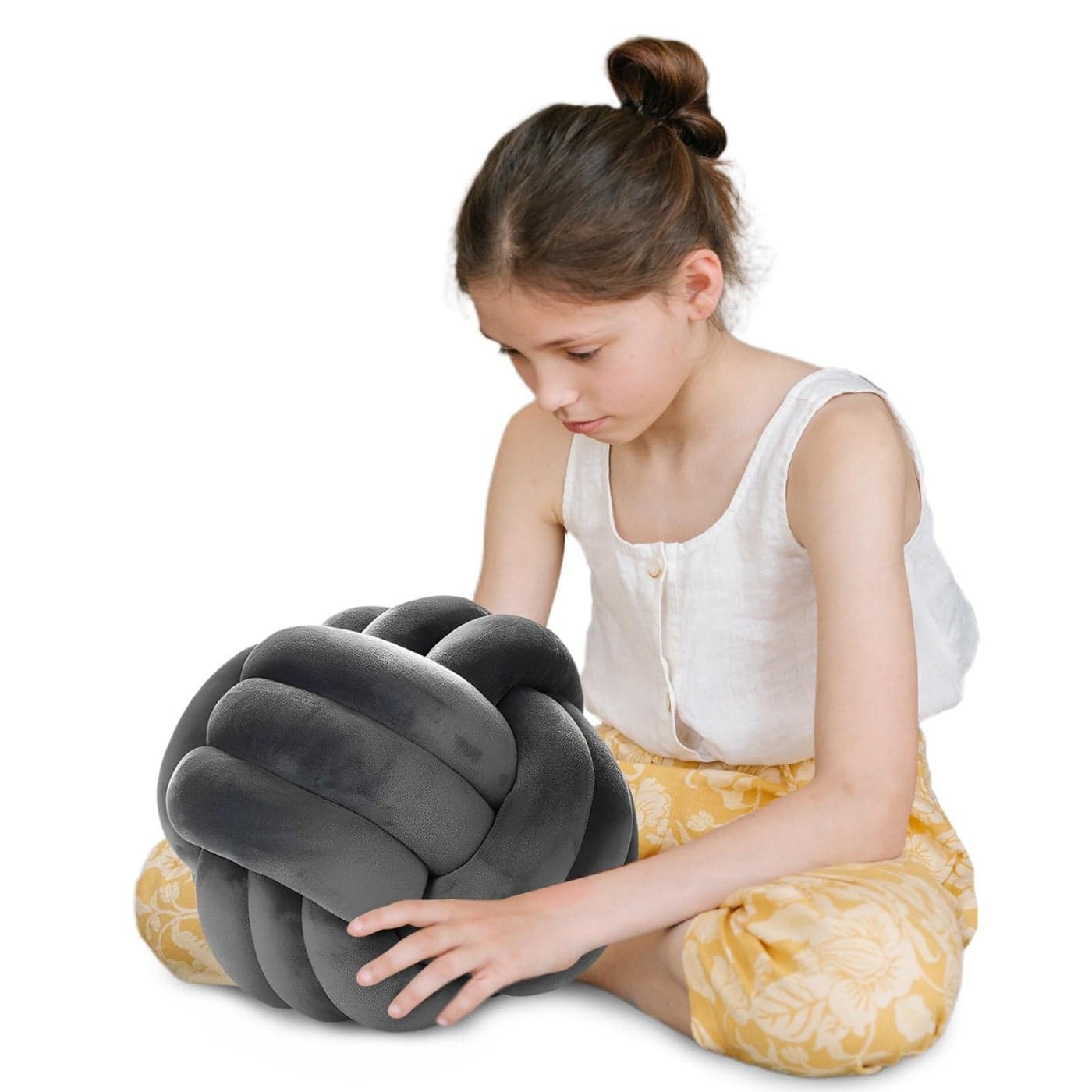 Knot Pillow Ball Round Cushion Pillows Children Room Decoration Plush Toys Calming Stress Relief Toy Dark Gray11in28cm