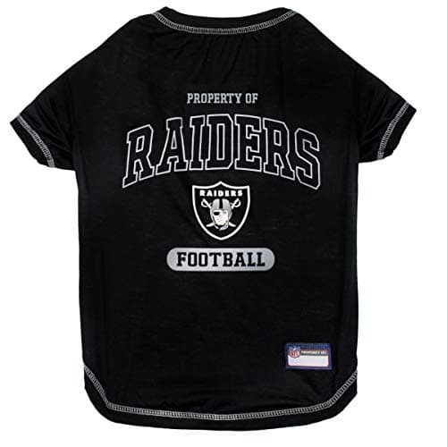 NFL Raiders Dog T-shirt Medium. - Licensed Shirt for Pets Team Colored with Team Logos- Premium Stretchable Materials for the comfort of your Dog & Cat