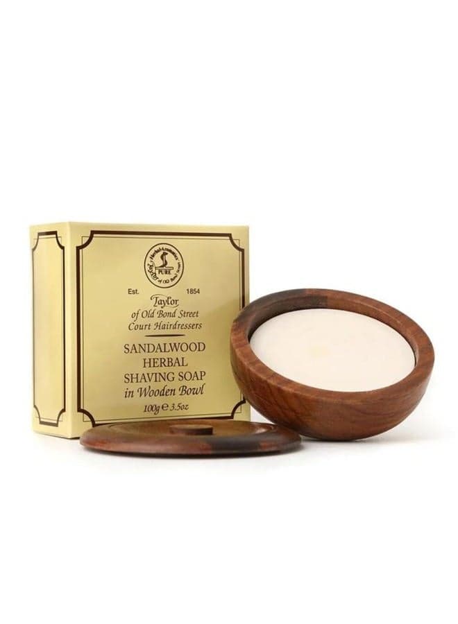 100g Wooden Bowl Sandalwood Herbal Shaving Soap