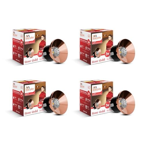 Murphy 3W Rose Gold Finish Button LED Spot Lights | Pack of 4 | Warm White (Golden Yellow) | Perfect for Home & Commercial Spaces