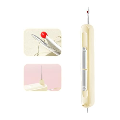 HASTHIP® 2 in 1 Needle Threader Seam Ripper, Automatic Sewing Machine Opening Machine Quilting Supplies Sewing Kit Rapid Sewing Machine Circular Sewing Machine, Beige
