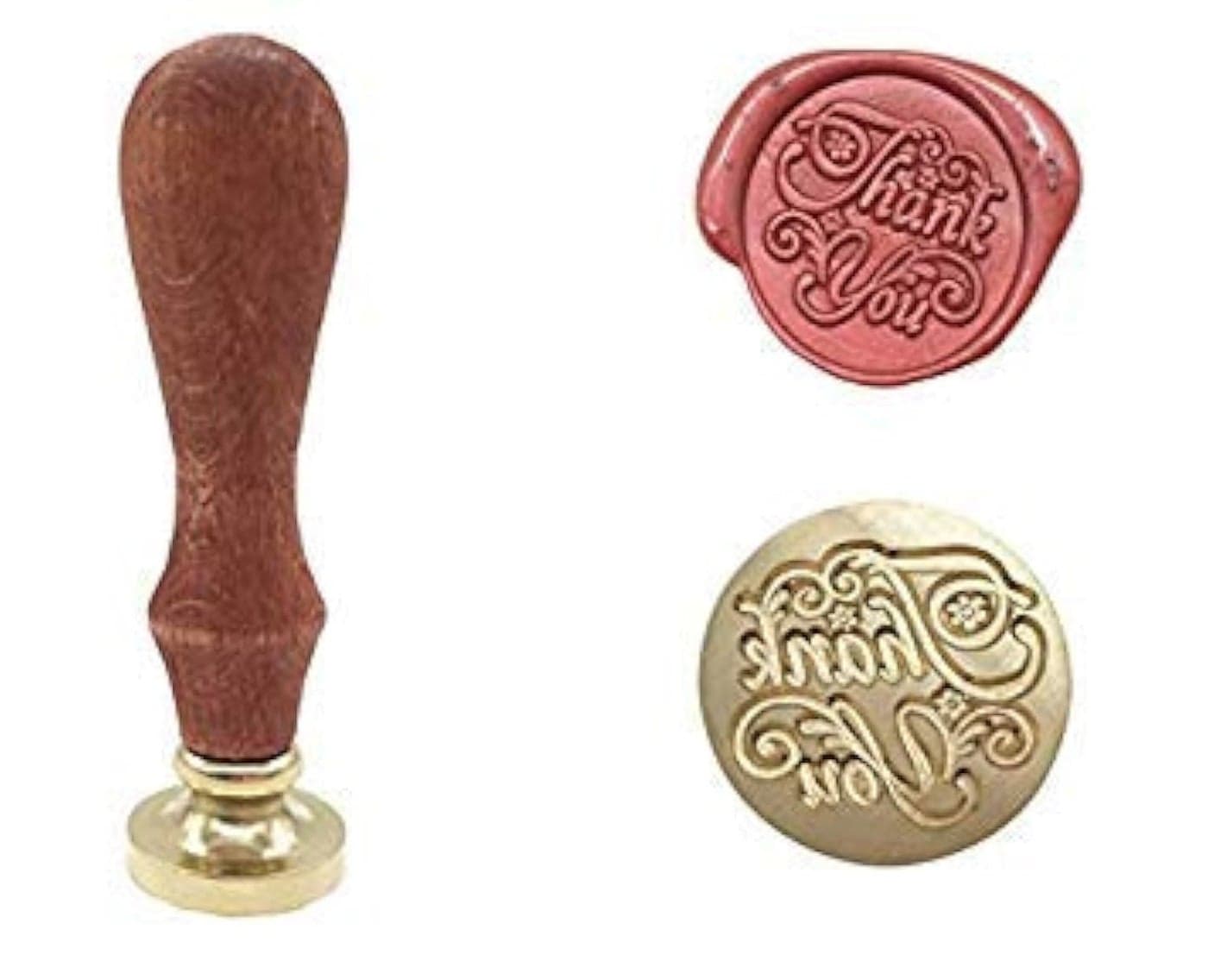 Vintage Retro Classical Wax Sealing Stamp Arts Crafts Romantic Symbol Wax Seal Stamp Metal Stamp Fancy Greetings for Wedding Invitation Letter GoldThank You