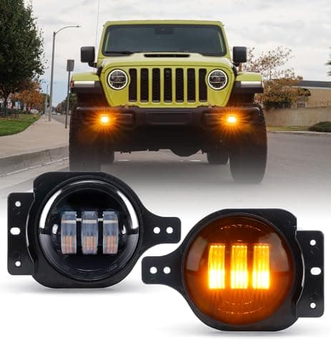 Xprite 300% Bright Fog Lights Compatible with 2018-2026 Jeep Wrangler JL JLU & 2020+ Gladiator JT, 60W LED FogLights Replacements, 2 Pair Mounting Brackets Included, DOT, 6500K, Plug N Play (Amber)
