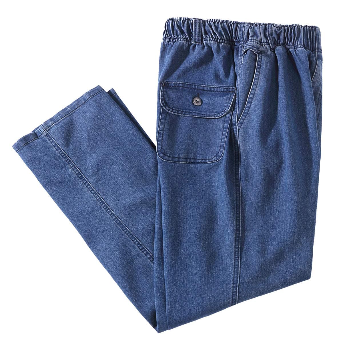 IDEALSANXUN Mens Elastic Waist Loose Fit Denim Pants Casual Solid Jeans Trouser 34Wx32L Light Blue