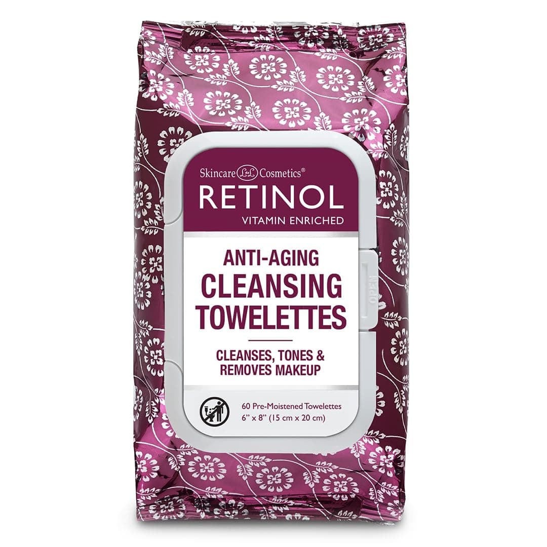 Retinol AntiAging Cleansing Towelettes AllinOne Cleanser Toner Makeup Remover in a Convenient PreMoistened Wipe OnTheGo Exfoliating Toning Hydrating Leaves Skin Clean Fresh Refined