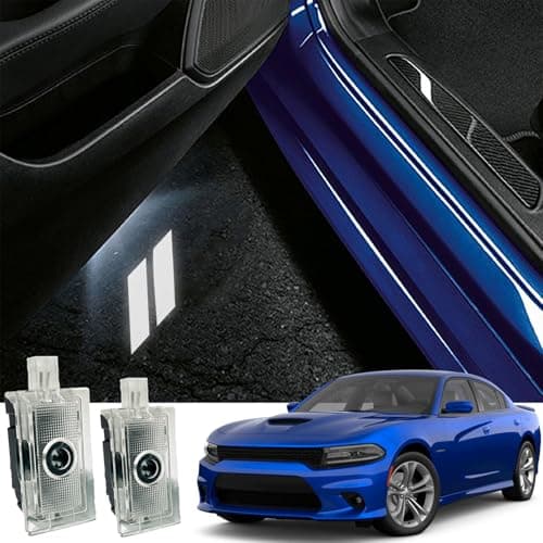 2pcs Never Fade Door Light Led Logo for Dodge Charger Daytona Hellcat All Car Models Projector Ghost Shadow Puddle Courtesy Step Lights White