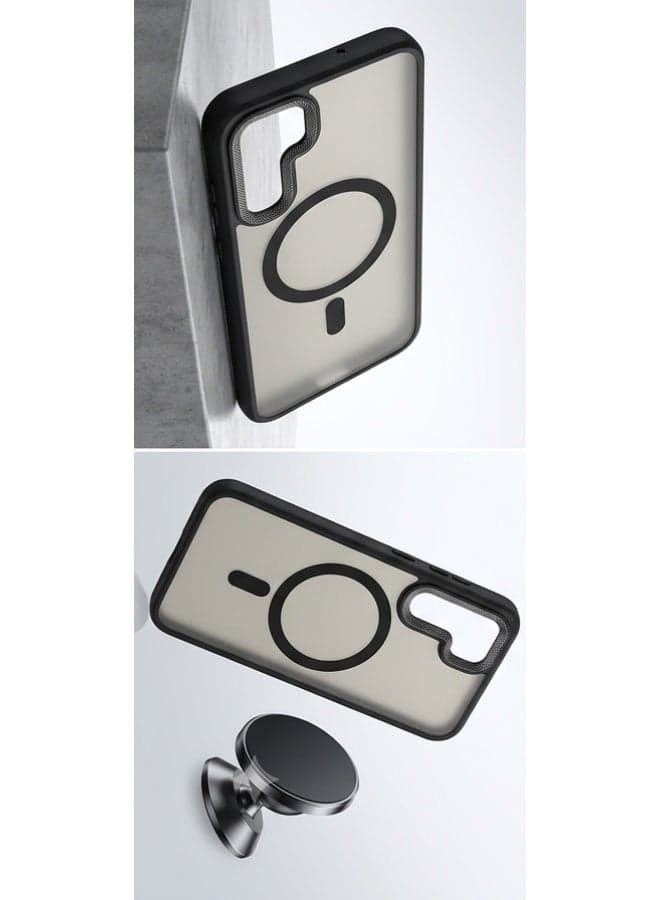 Samsung Galaxy S22 Ultra Magnetic Matte Translucent Case, MagSafe Compatible Slim Back Cover with S Pen Cutout, Black