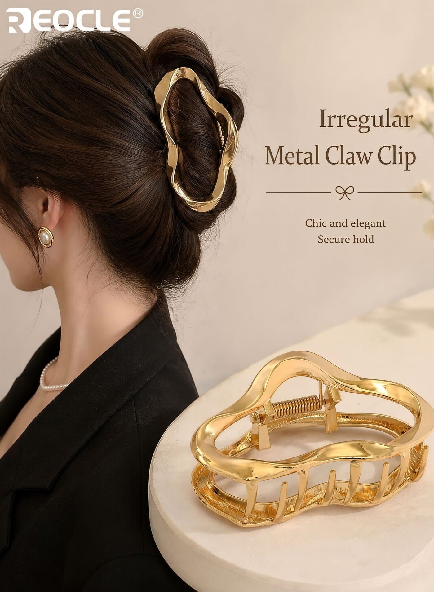 Women's Large Wavy Metal Hair Claw Clip Minimalist Hair Jaw Clamp Fashion Hair Accessory for Daily Styling Casual Outings and Special Occasions