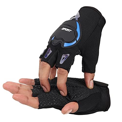 Auto Hub Nylon Bike Riding, Cycling Sports Gloves for Men & Women-(Blue, Half Finger Gloves -XLarge)