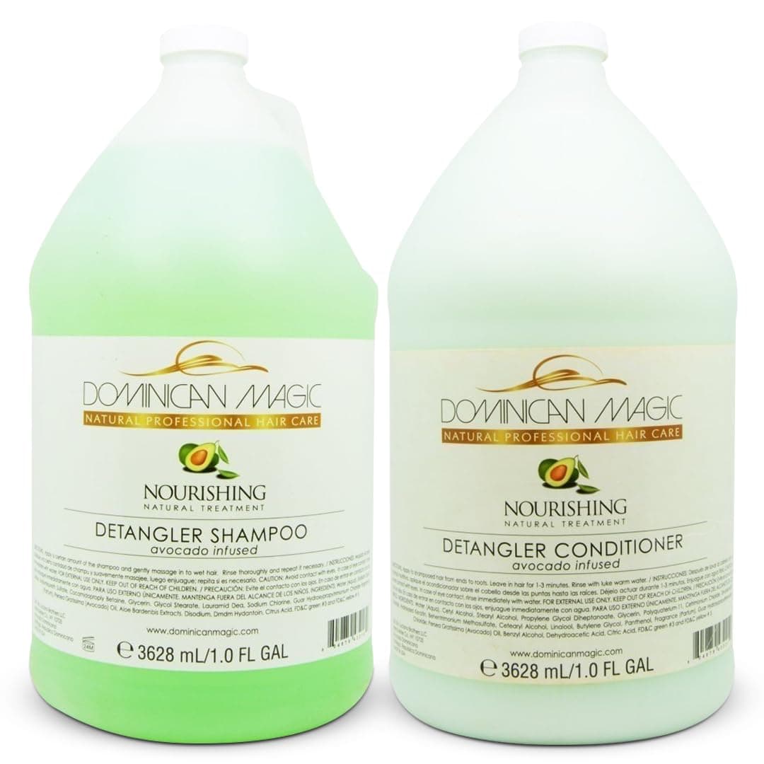 Dominican Magic Avocado Detangler Shampoo Conditioner 1Gallon Duo Set Deep Moisture Strength for All Hair Types TangleFree Hair Salon Quality Family Size Hospitality Vacation Rentals