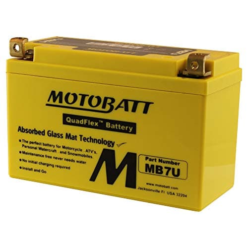 MotoBatt MB7U (12V 6.5 Amp) 100CCA Factory Activated QuadFlex AGM Battery, Large