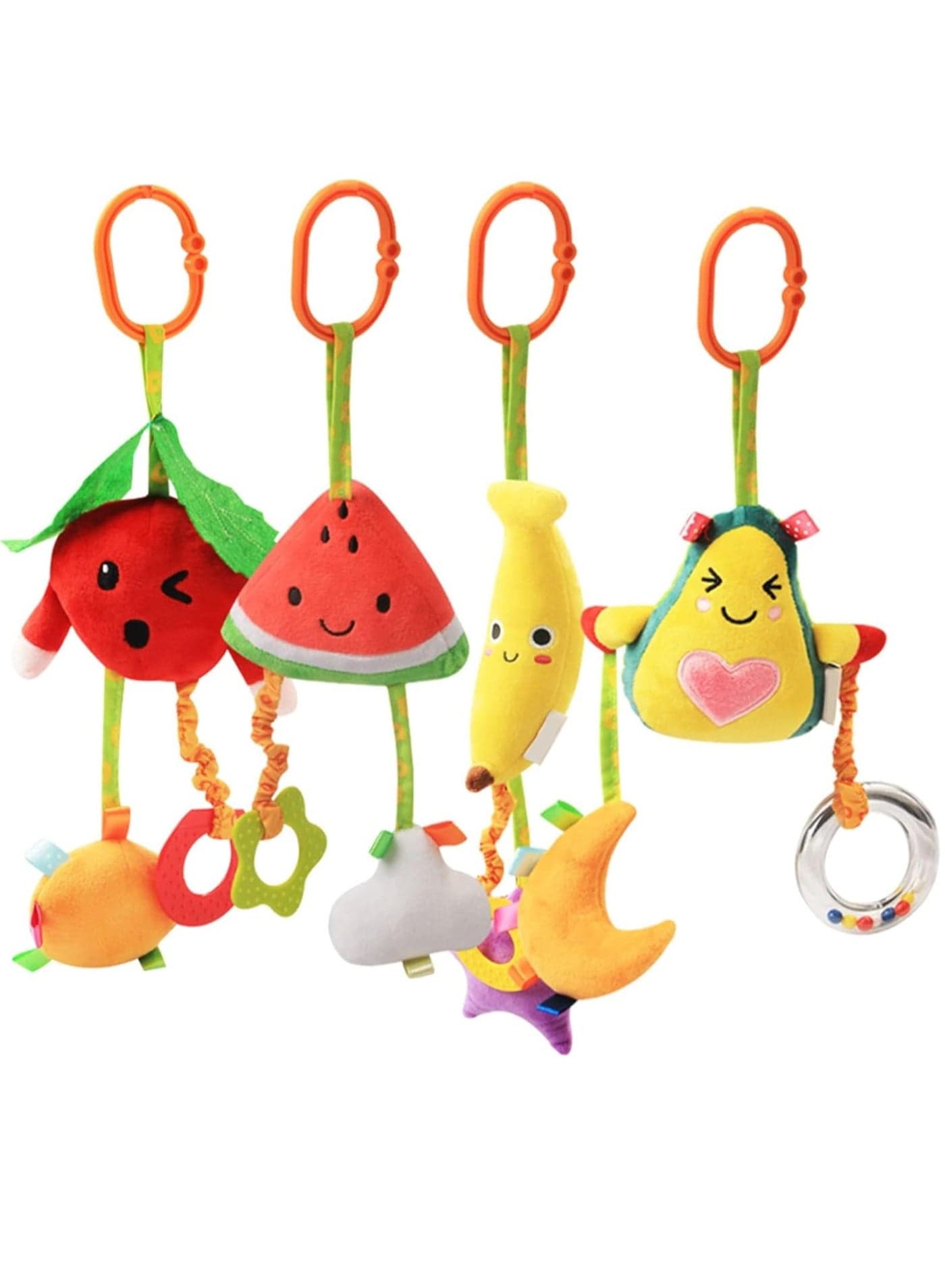 Baby Hanging Toy 4 Pack Car Seat Stroller Toys Soft Toys for Baby Newborn Infant Car Bed Travel Activity for Babies Boys and Girls from 0 to 36 Months Fruit