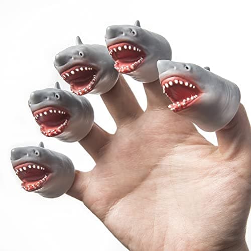 AQKILO Shark Finger Puppet Set Ocean Animal Puppet Show Theater Props Novelty Toys Weird Stuff Gifts 5 PCS