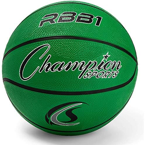 Champion Sports Rubber Official Basketball, Heavy Duty - Pro Style Basketballs - Premium Basketball Equipment, Indoor Outdoor - Physical Education Supplies (Size 7, Green)
