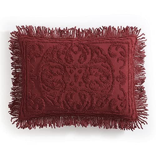 Beatrice Home Fashions Medallion Chenille Bedspread, King Sham, Burgundy