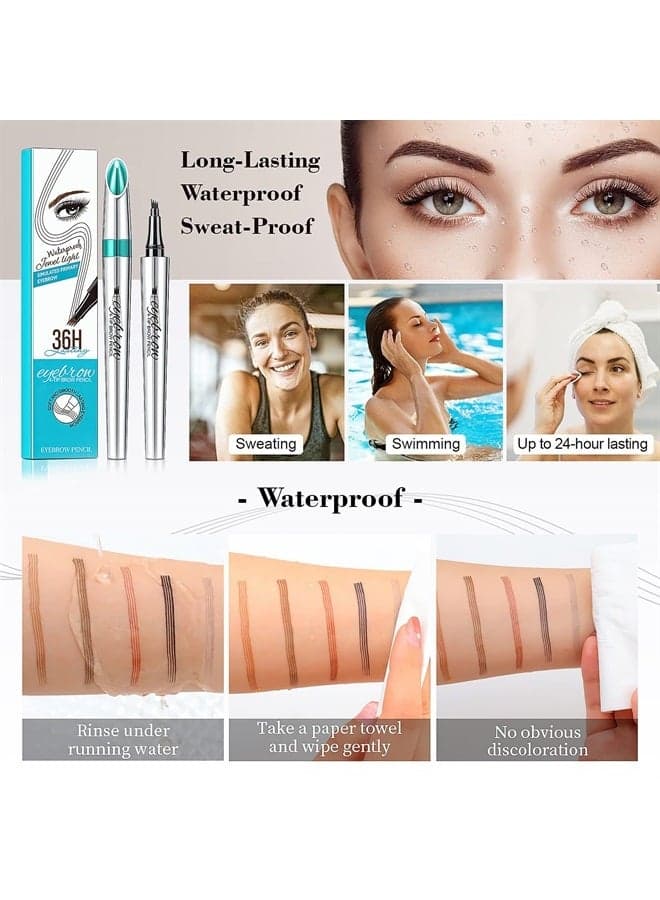 Eyebrow Pencil Eyebrow Microblading Pen - Eye Makeup Eyebrow Pen Micro 4 Point Brow Pen Lift & Snatch Eyebrow Microblading Pen Long-Lasting Waterproof Natural Eyebrow Hair (Dark Gray)
