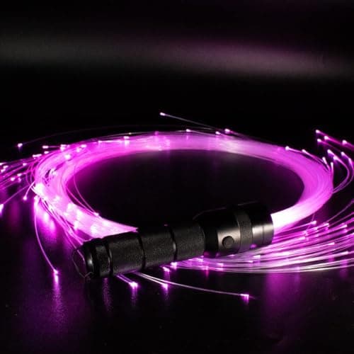 AMKI Fiber Optic Whip Dance Flow Pixel Whip Super Bright Light Up Rave Toy 40 Color Effects Mode Battery Power 360 Swivel Space Whip for Dancing Parties Light Shows EDM Music Festivals