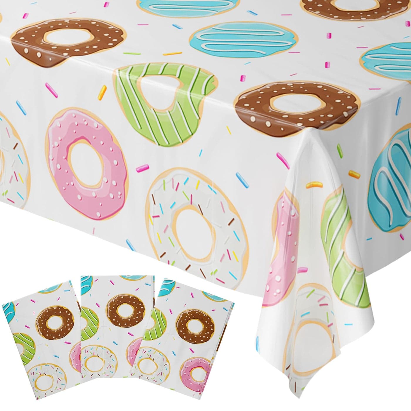 Blue Orchards Donut Table Covers Pack of 3 54x108 XL Birthday Party Decorations Tablecloth Themed Party Grow Up Too Fast