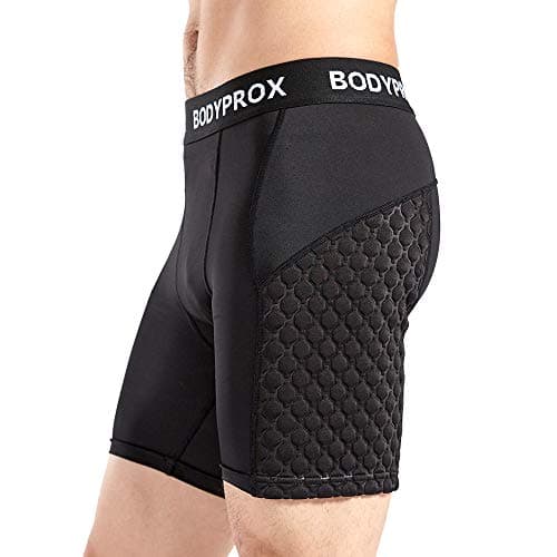 Bodyprox Baseball Sliding Shorts for Men, Compression Padded Slider Shorts (Medium) Black