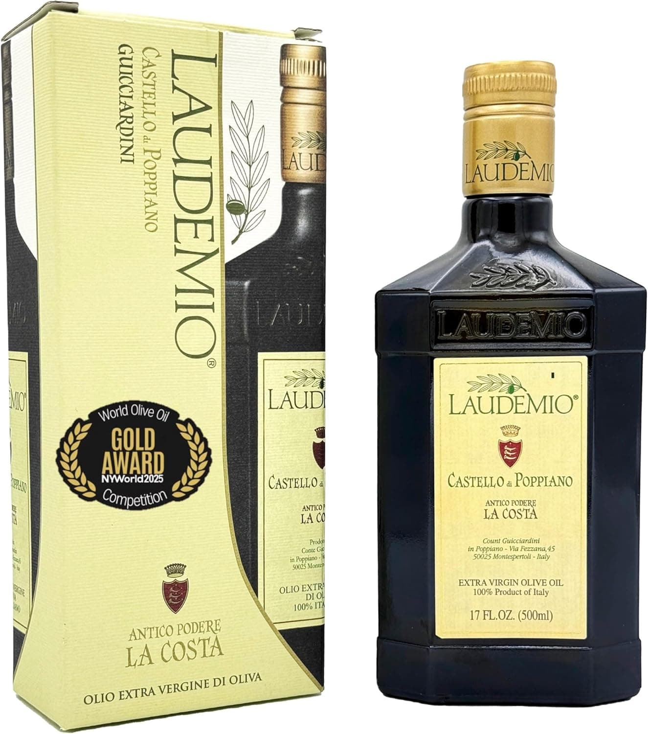 Laudemio Poppiano Extra Virgin Olive Oil - High Polyphenols, Fresh 2024-2025 Early Harvest, 16.9 fl oz