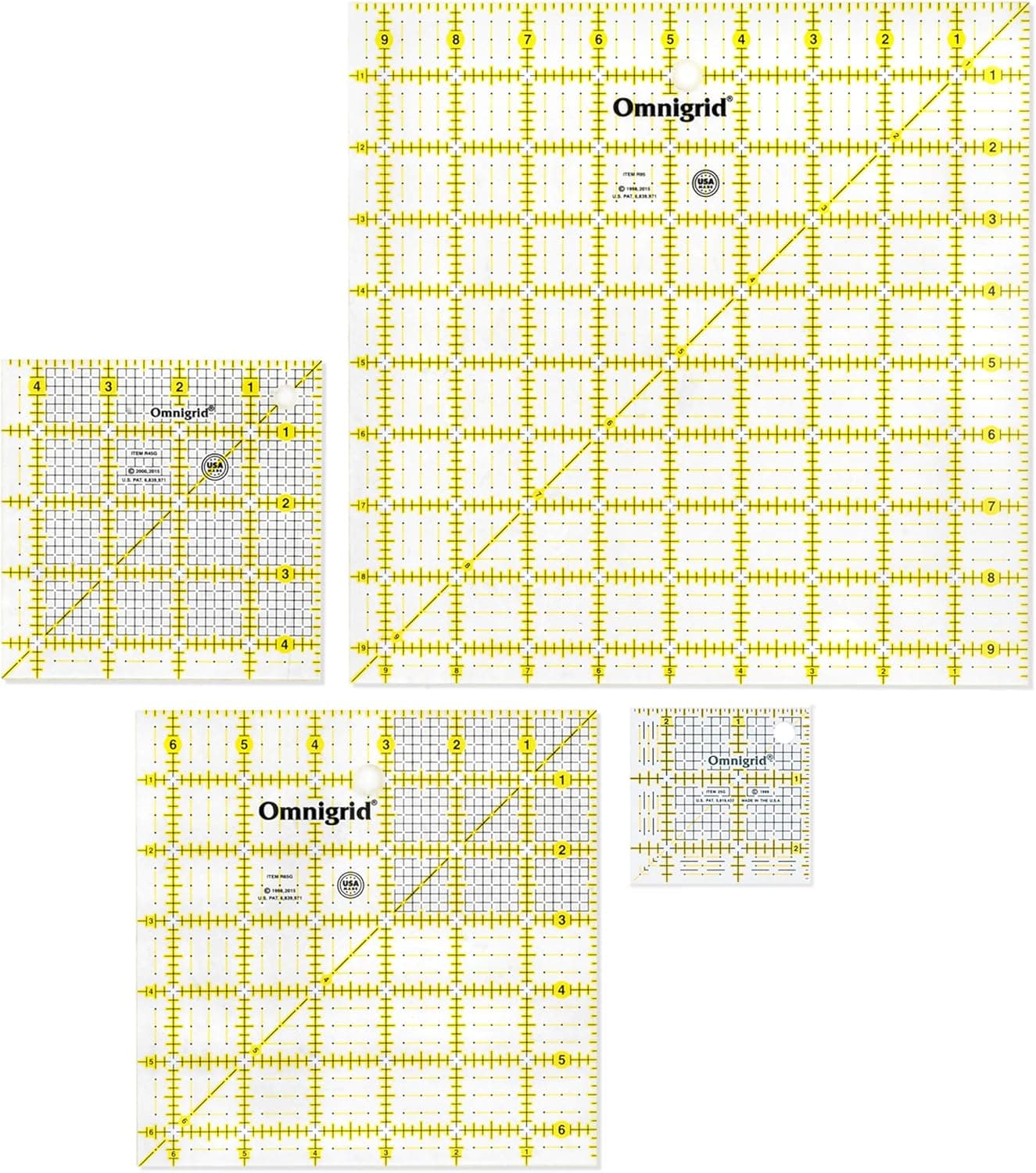 Omnigrid Square Value Pack 212 412 612 912 Quilting Ruler 25 45 65 and 95 Clear 4 Pack R2595S