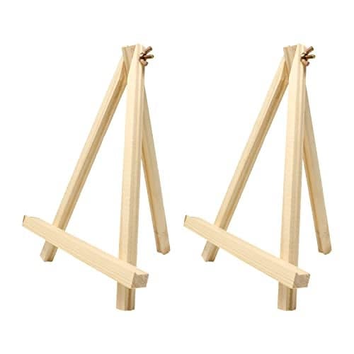 Honbay 2PCS Adjustable Mini Wood Easels Small Wooden Painting Easel Stand Triangle Tabletop Canvas Holder for Cards Phone Artist Photos or Painting Canvases 945 Inch