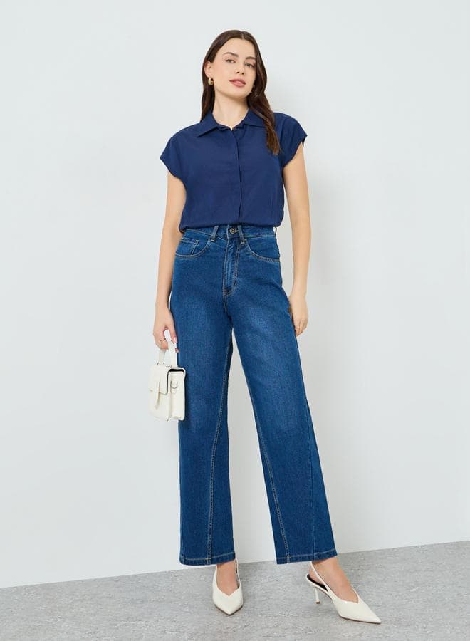 Women Mid Rise Barrel Fit Faded Jeans
