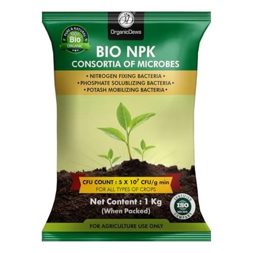 OrganicDews Bio NPK consortia (5x10^7 CFU/g) Bio Inoculum Fertilizer (1 Kg) for Plants - Soil Fertility, Faster Plant Growth and Increases the Yield 1 Kg