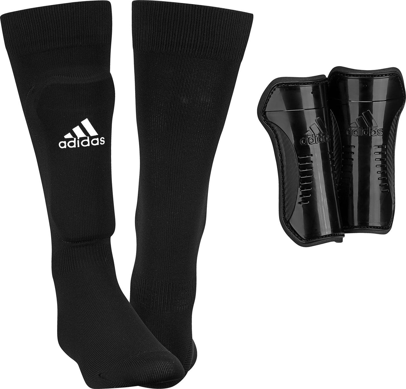 adidas Unisex-Child Performance Youth Sock Shin Guards, Black/Core White, Large