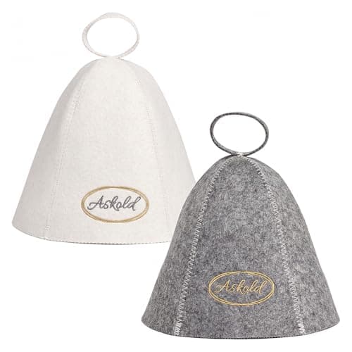 ASKOLD 2 pcs Sauna Hats Wool for Men and Women Wool Sauna Hat Banya Hat for Men Banya Cap for Men and Women to Protect Hair White and Grey