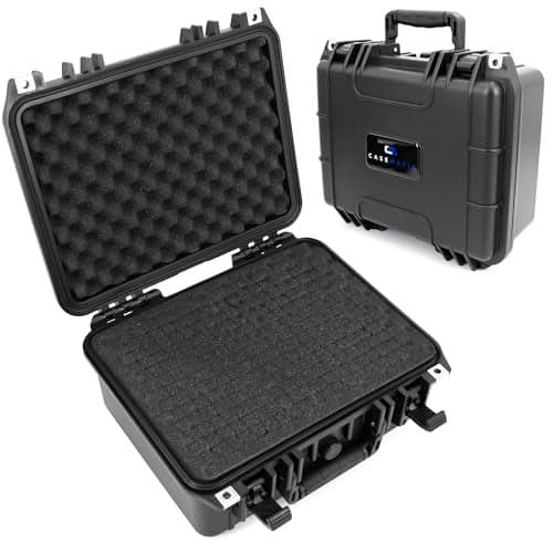 CASEMATIX 13" Waterproof Hard Case with Customizable Foam for Portable Electronics, Tools and Accessories - Hard Shell Plastic Case with Pre-Diced Travel Case Foam Interior
