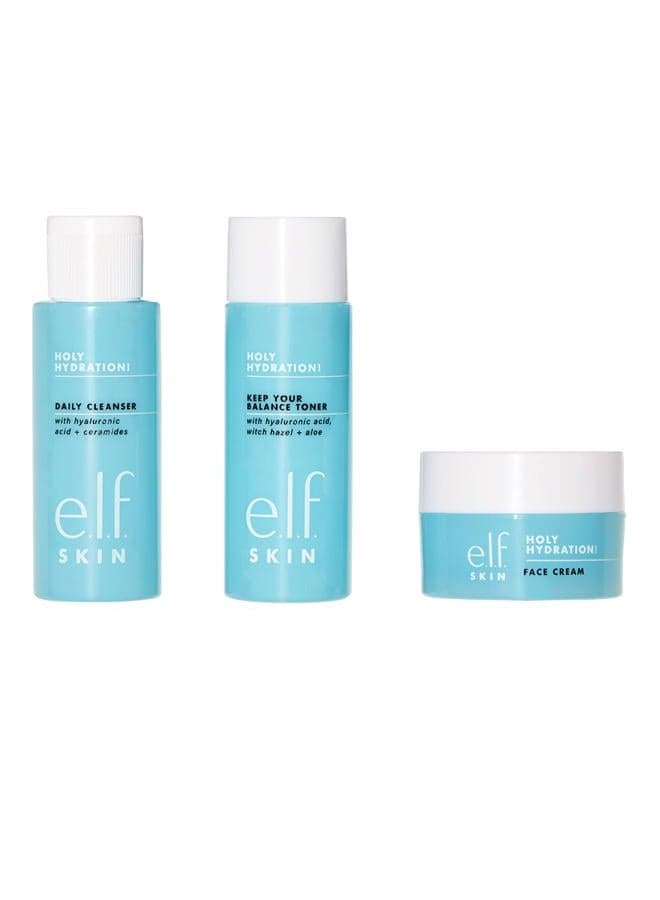 Skin Holy Hydration! The Essentials Mini Kit, Cleanser, Toner & Moisturizer for Hydrated & Balanced Skin, TSA-Friendly Sizes