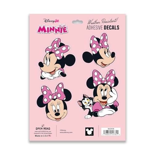Disney Minnie Mouse Adhesive Vinyl Decals Cute Minnie Stickers for Car or Truck 1 Pack 4 Count