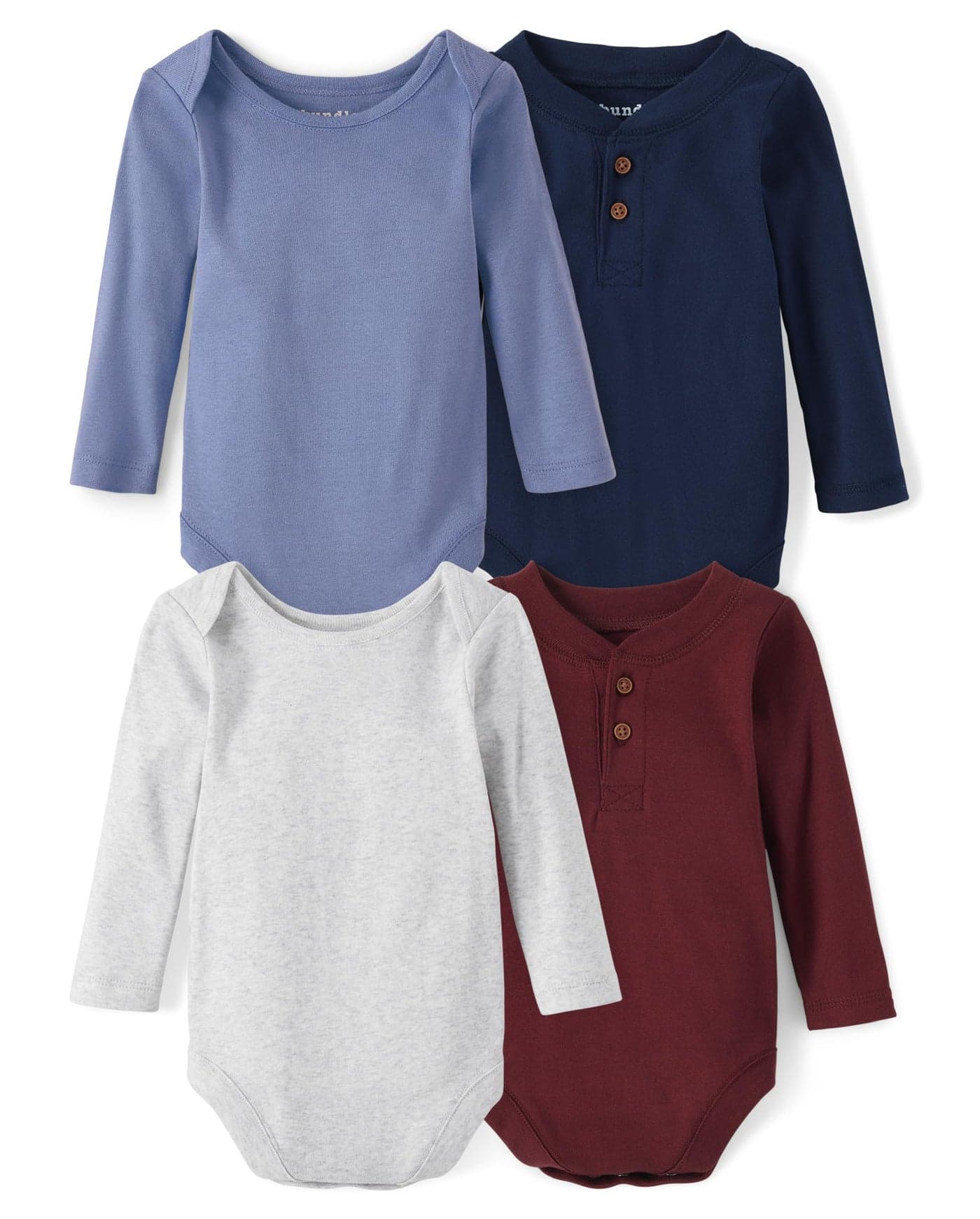 The Childrens Place Baby Boys and Newborn Long Sleeve Bodysuits 4Pack Shirt Burgundy HT Lunar Moon Blue Tidal 36 Months US