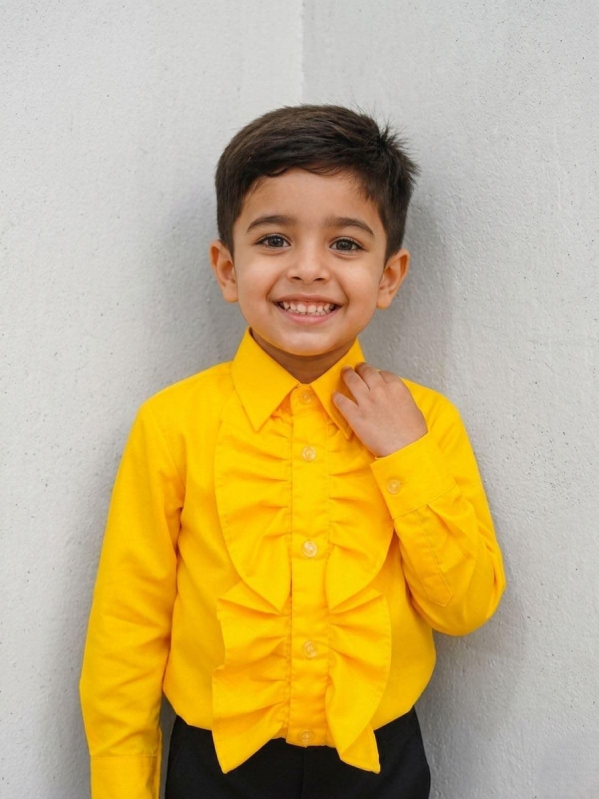 BookMyCostume Yellow Frills Shirt Kids Fancy Dress Costume 7-8 years