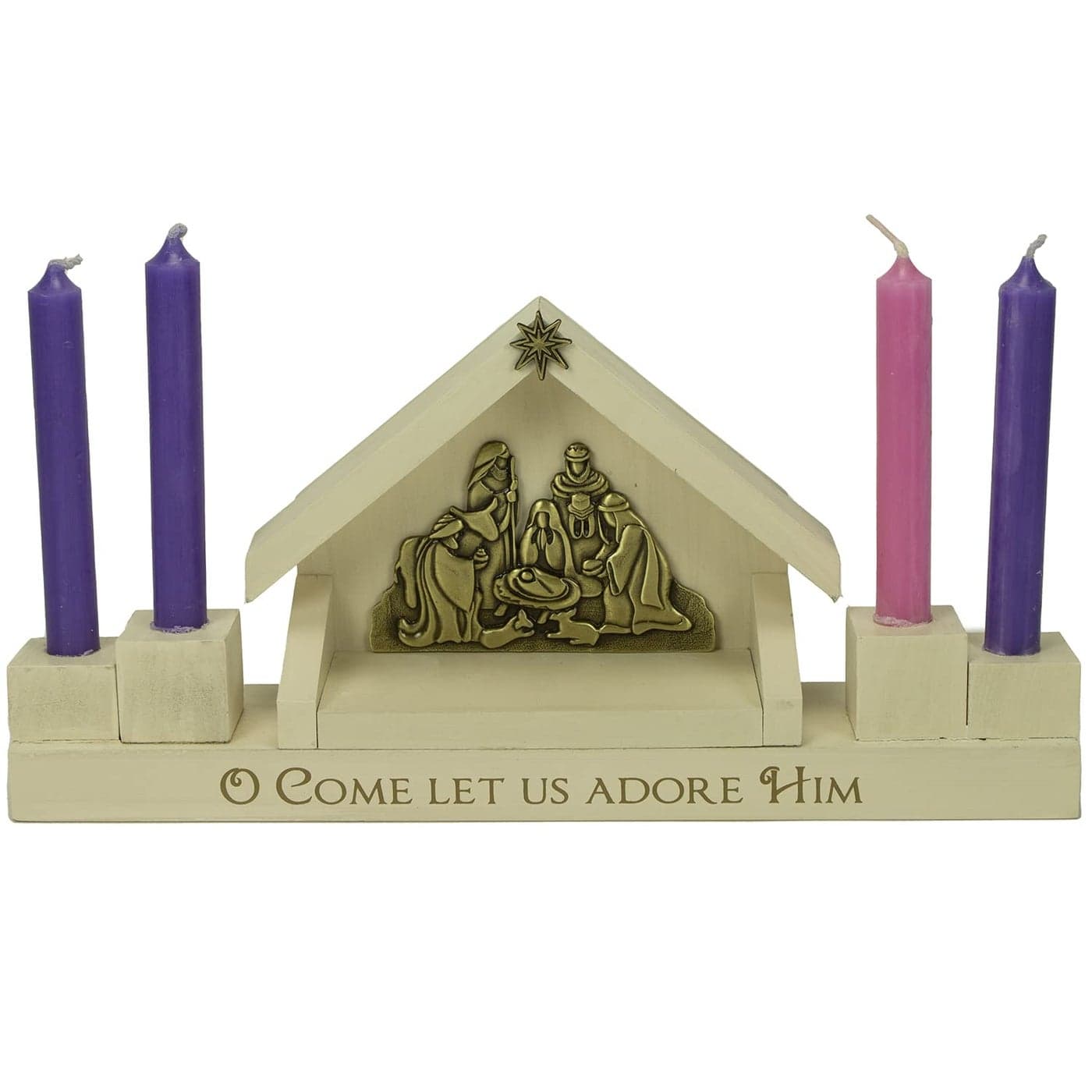 Abbey CA Gift Come Let Us Adore Him Nativity Advent Candle Holder WMini Candle Set