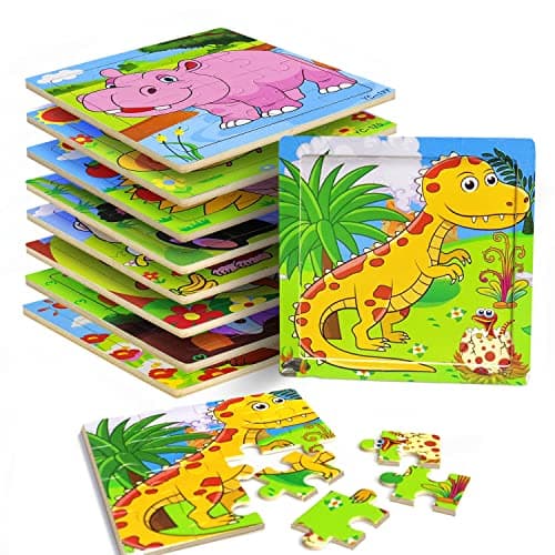 Puzzles for Kids Ages 35 9 Pack Wooden Jigsaw Puzzles for Toddlers Ages 35 16 Pieces Preschool Educational Learning Toys Set Animals Puzzles for 3 4 5 Years Old Boys and Girls