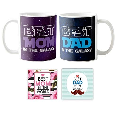 TheYaYaCafe Ceramic Coffee Mugs With 2 Coasters - 2 Pieces, 330 ml