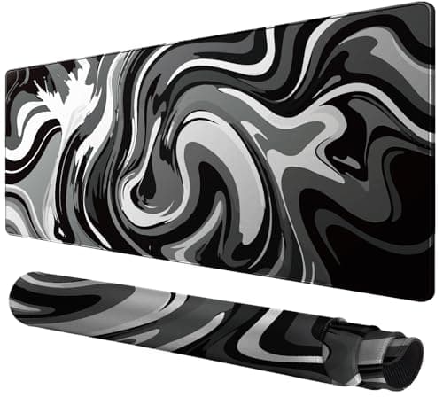 Rcege Large Mouse Pad for Desk - Gaming Mouse Pad with Stitched Edges, Anti-Slip Base for Keyboard and Mouse(Black & White Abstraction, 39.4L x 19.7W inches)