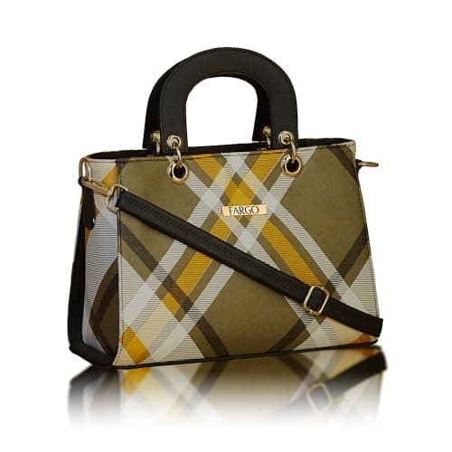 Fargo Women Textured Structured Handheld Bag (Brown) (Beige-2)