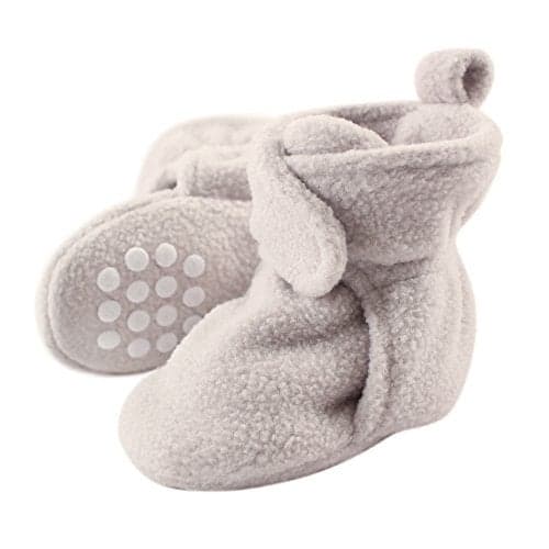 Luvable Friends baby girls Cozy Fleece Booties Slipper Sock, Grey, 6-12 Months Infant US