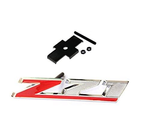Yoaoo 1x OEM Red Grille Z71 Emblem Badge Compatible with Silverado 2500Hd 3500Hd Sierra Tahoe Chrome