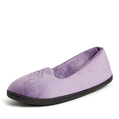 Dearfoams Women's Rebecca Lightweight Cozy Memory Foam Closed Back Slipper with Wide Widths, Smokey Purple, 11-12
