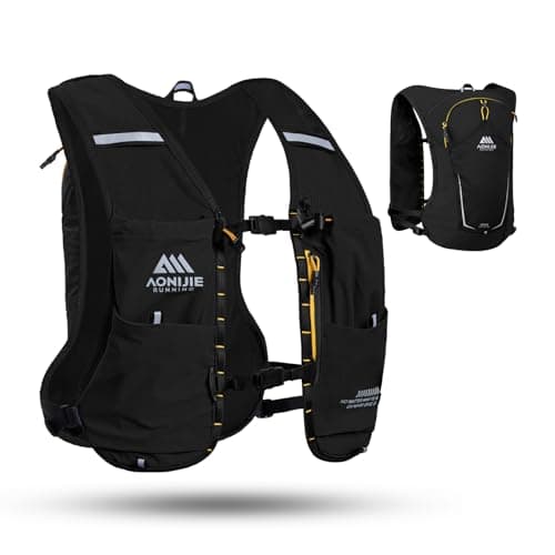 AONIJIE Running Hydration Vest for Men Women 8L Hydration Backpack Multiple Pocket Designs for Water BottlesBladders Lightweight Breathable for Hiking Climbing Marathon Cycling Black