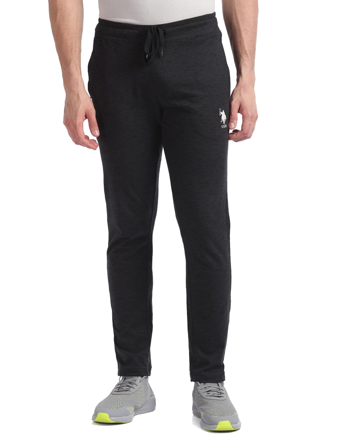 U.S. POLO ASSN. Mens Comfort Fit Cotton Polyester I672 Lounge Track Pants - Pack of 1 (Grey/Black M), Mid Rise