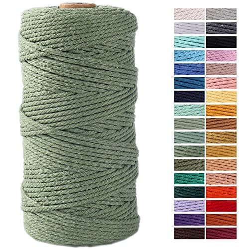 Avocado Green Macrame Cord 3mm x 109Yards,Colored Cotton Rope Craft Cord Colorful Cotton Cord Twine for Wall Hanging Plant Hangers Crafts Knitting Decorative Projects
